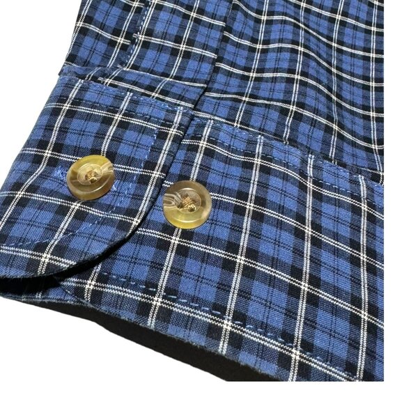 L.L. Bean Blue Plaid Button Front Shirt Size XLT - Picture 4 of 8